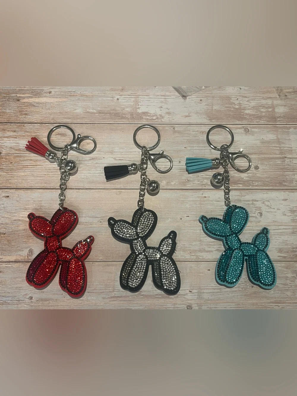 NEW BALLOON DOG Rhinestone Keychain Bag Charm